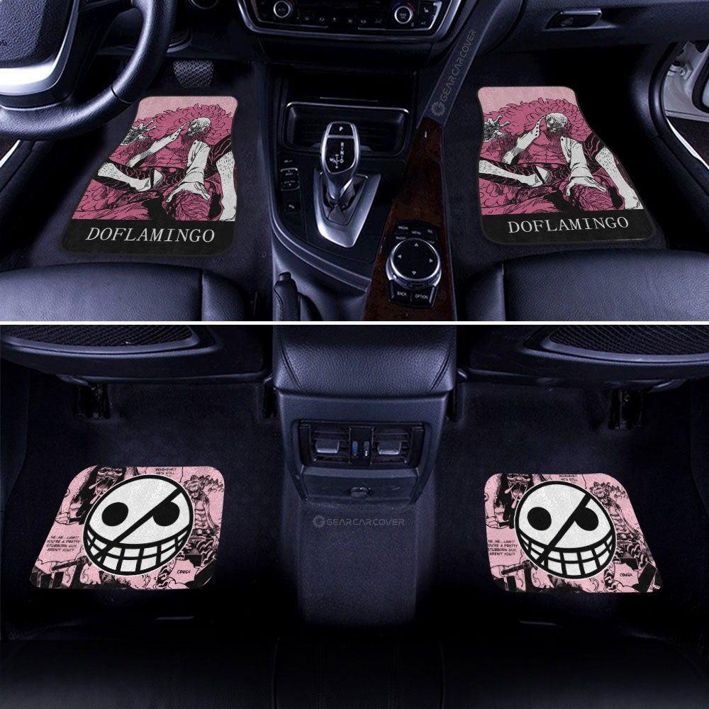 One Piece Car Mats Donquixote Doflamingo Manga Pattern Jolly Roger Symbol Car Floor Mats Pink