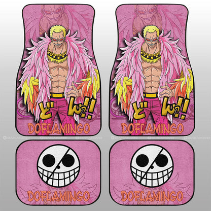 One Piece Car Mats One Piece Donquixote Doflamingo Jolly Roger Graphic Car Floor Mats Pink