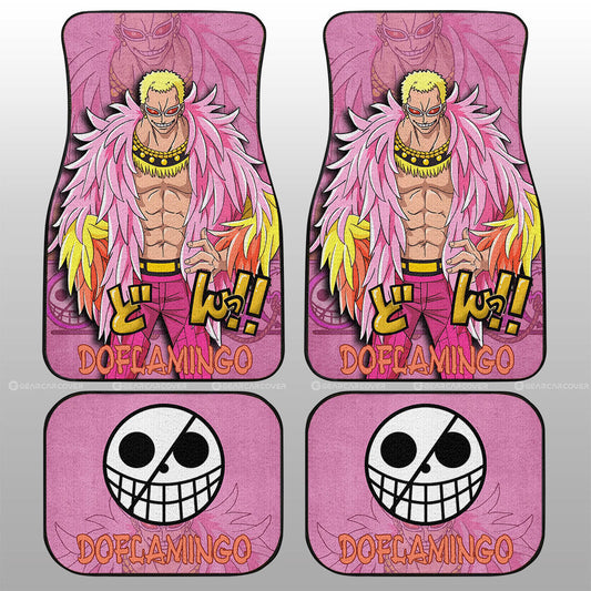 One Piece Car Mats One Piece Donquixote Doflamingo Jolly Roger Graphic Car Floor Mats Pink