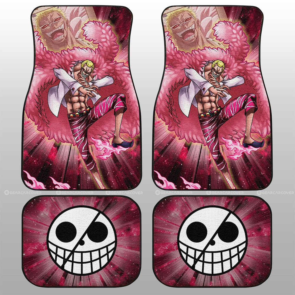 One Piece Car Mats One Piece Donquixote Doflamingo Graphic Jolly Roger Symbol Car Floor Mats Pink