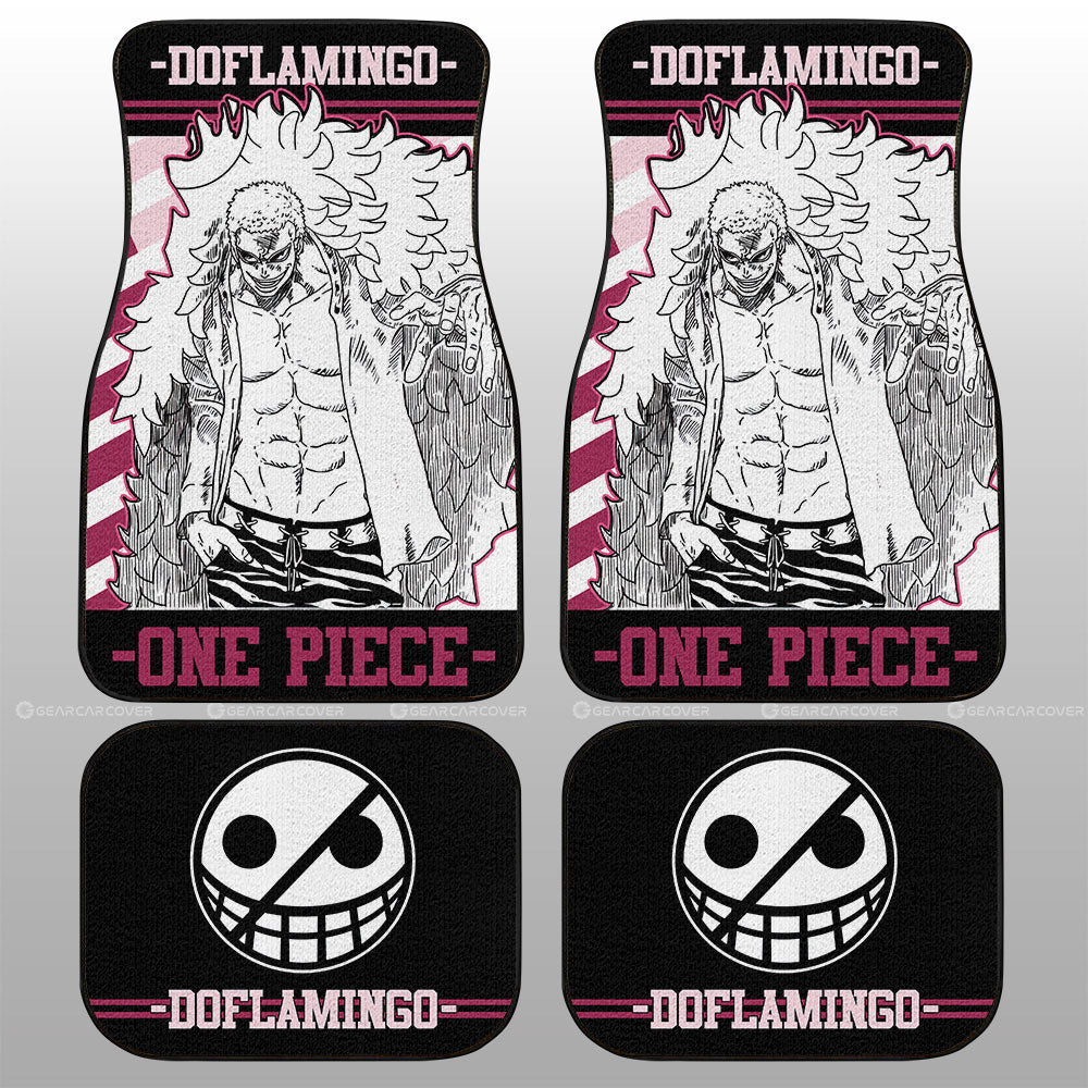 One Piece Car Mats One Piece Donquixote Doflamingo Graphic Jolly Roger Symbol Car Floor Mats Black Pink