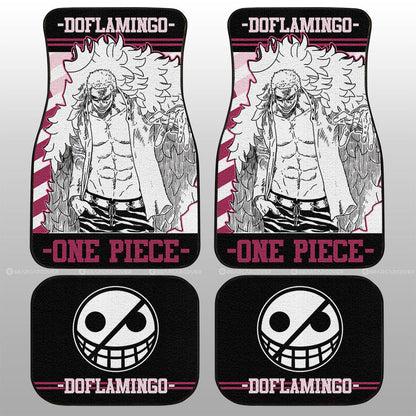 One Piece Car Mats One Piece Donquixote Doflamingo Graphic Jolly Roger Symbol Car Floor Mats Black Pink