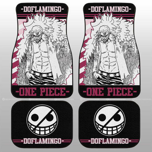 One Piece Car Mats One Piece Donquixote Doflamingo Graphic Jolly Roger Symbol Car Floor Mats Black Pink