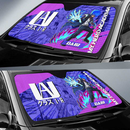 My Hero Academia Car Sun Shade Dabi Manga Pattern Neon Light Winshield Sun Shade Blue Pink