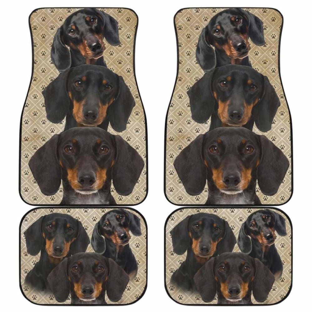 Dog Car Floor Mats Funny Dachshund Dog In Group Pawprint Pattern Car Mats