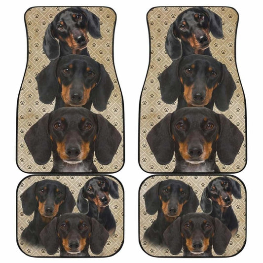 Dog Car Floor Mats Funny Dachshund Dog In Group Pawprint Pattern Car Mats