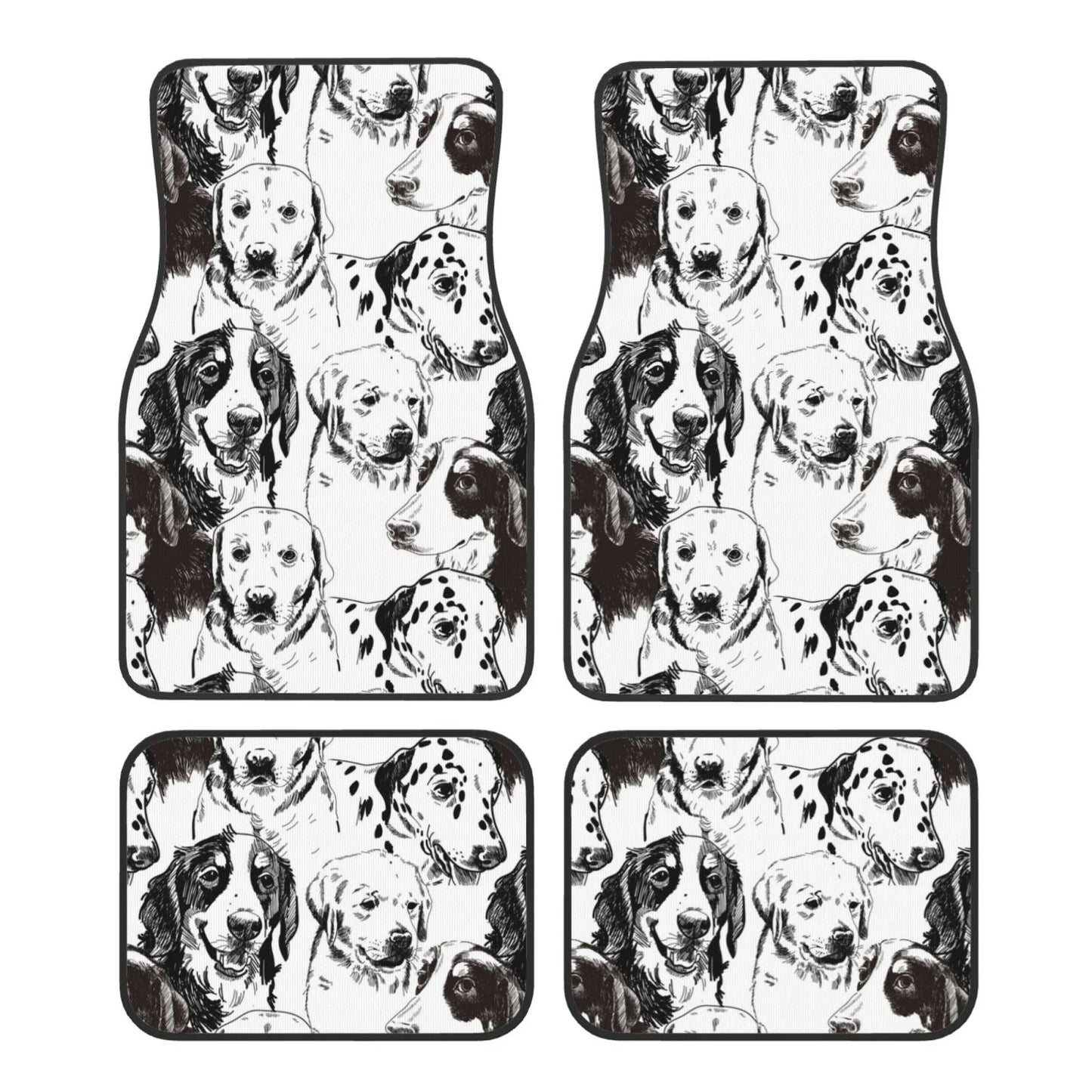 Dog Car Floor Mats Many Dog Breeds Art Graphic Black White Car Mats