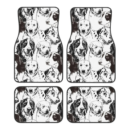 Dog Car Floor Mats Many Dog Breeds Art Graphic Black White Car Mats