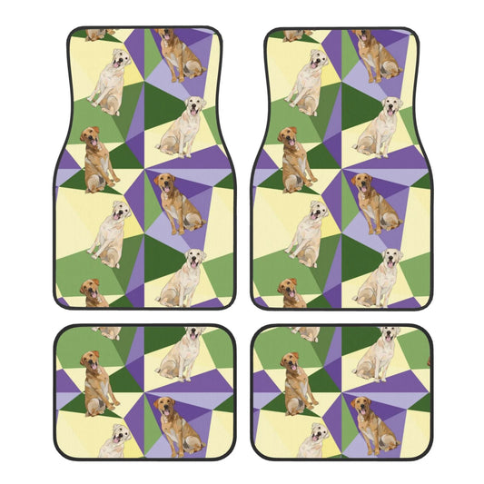 Dog Car Floor Mats Funny Labrador Retriever Dog Polygon Art Colorful Car Mats