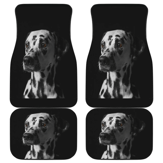 Dog Car Floor Mats Dalmatians Dog Sad Face Graphic Black Car Mats