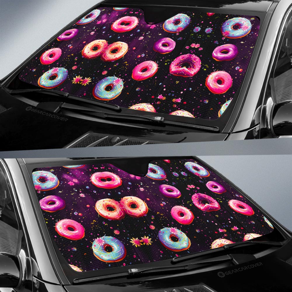 Dark Theme Donuts Car Sunshade Custom Girly Pattern Car Accessories