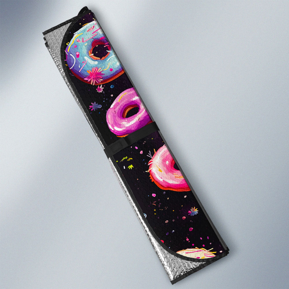 Dark Theme Donuts Car Sunshade Custom Girly Pattern Car Accessories