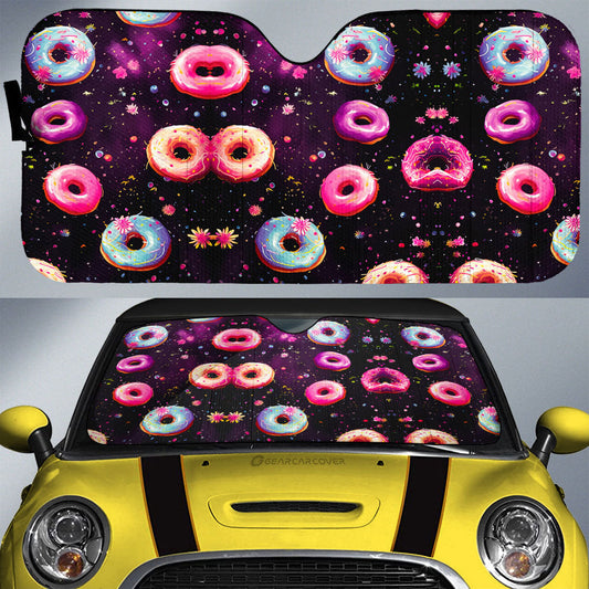 Dark Theme Donuts Car Sunshade Custom Girly Pattern Car Accessories