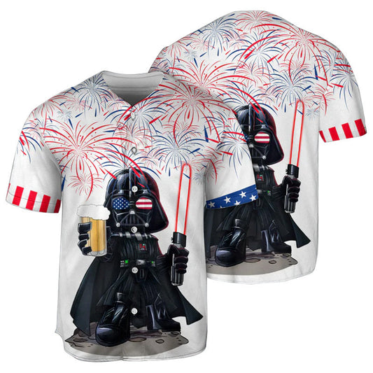 SW Baseball Jersey Darth Vader Independence Day SW Jersey Shirt White Unisex Adult New Release