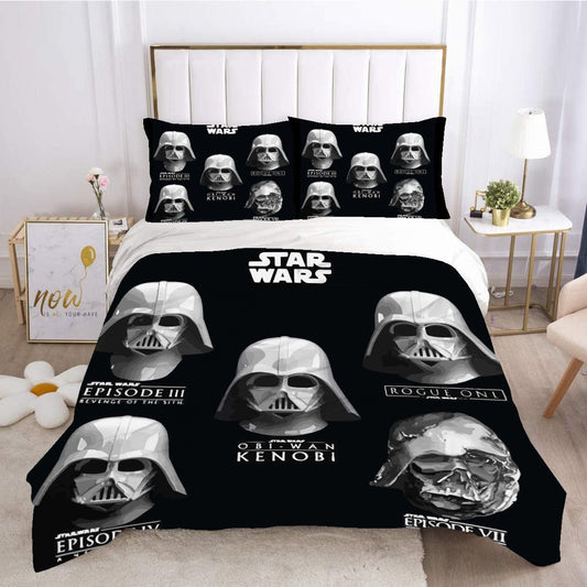 SW Bedding Set SW Darth Vader Helmet Versions Duvet Covers Black White Unique Gift