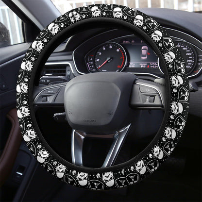 SW Steering Wheel Cover Darth Vader Stormtroopers Head Christmas Driving Wheel Cover Black