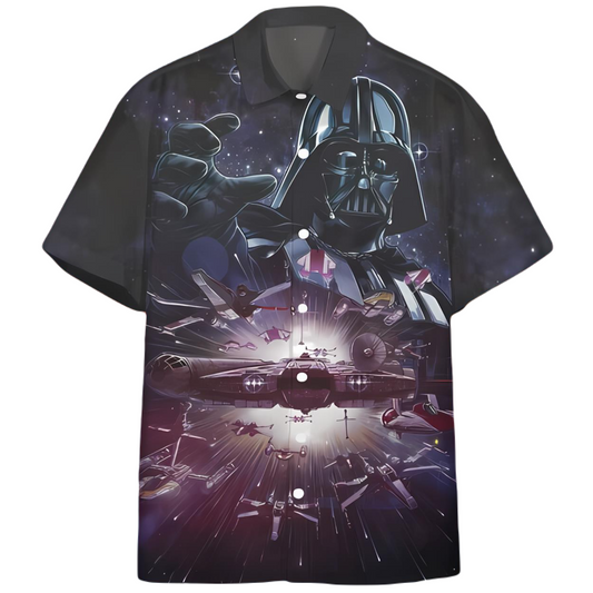 SW Hawaii Shirt Darth Vader Control The Galaxy Hawaiian Shirt Black Unisex