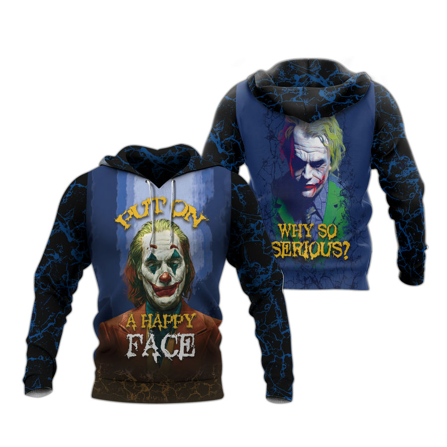 Joker Hoodie DC Put On A Happy Face Why So Serious Hoodie Blue Unisex