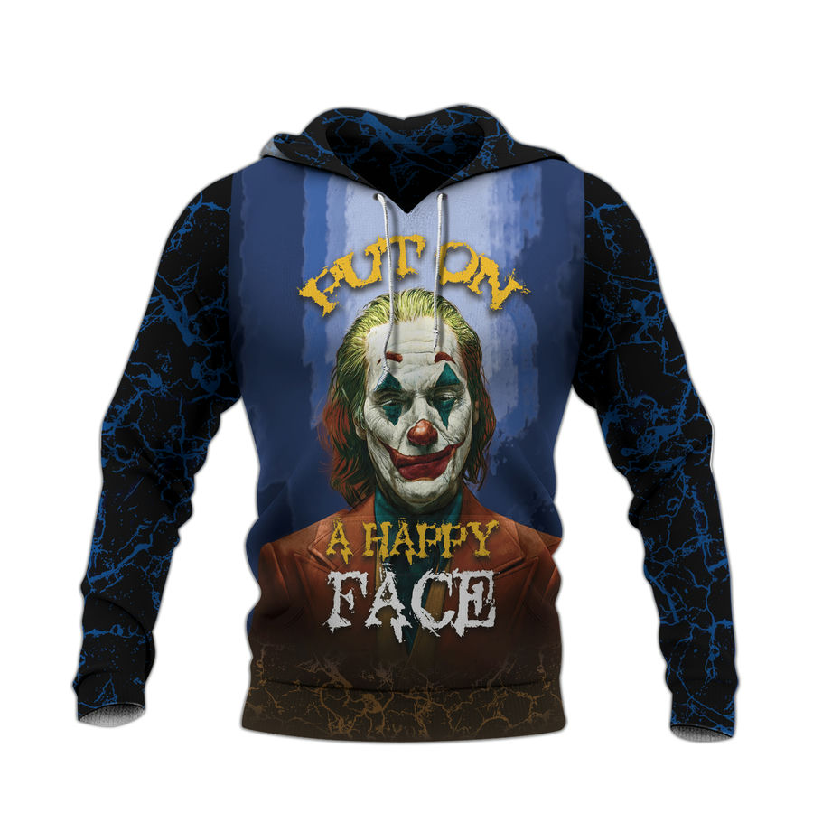 Joker Hoodie DC Put On A Happy Face Why So Serious Hoodie Blue Unisex