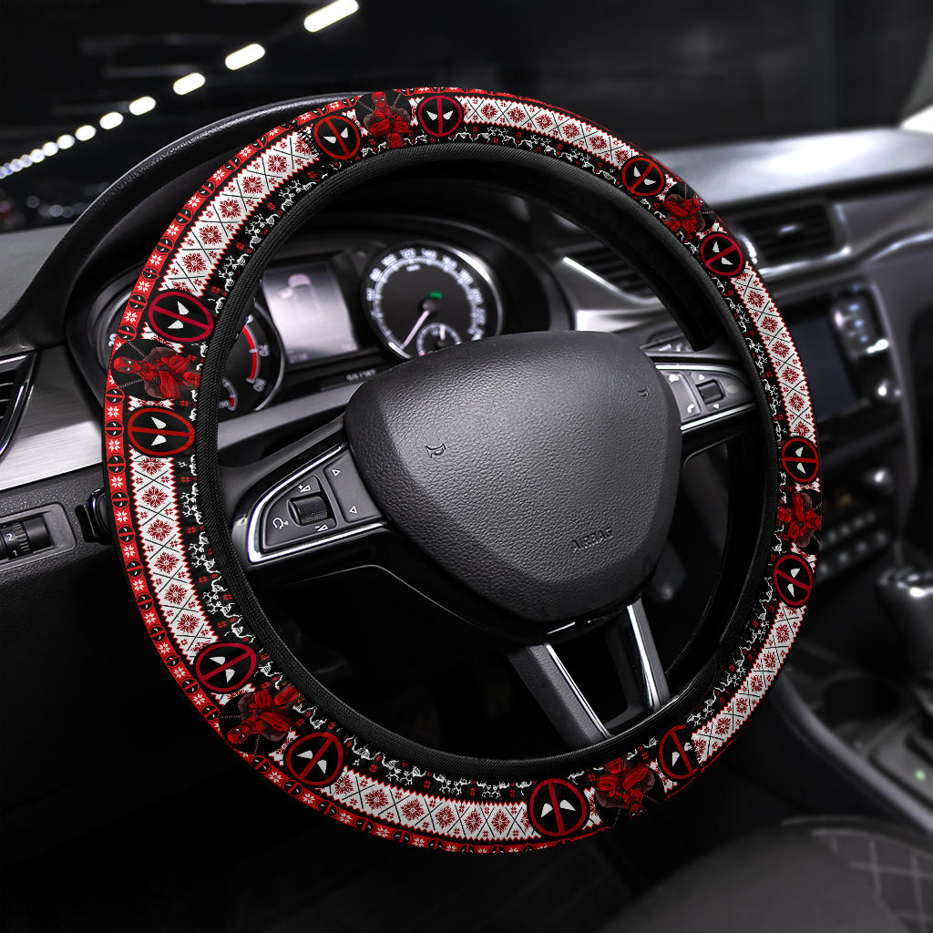 DP Steering Wheel Cover DP Graphic Symbol Christmas Pattern Driving Wheel Cover Red White