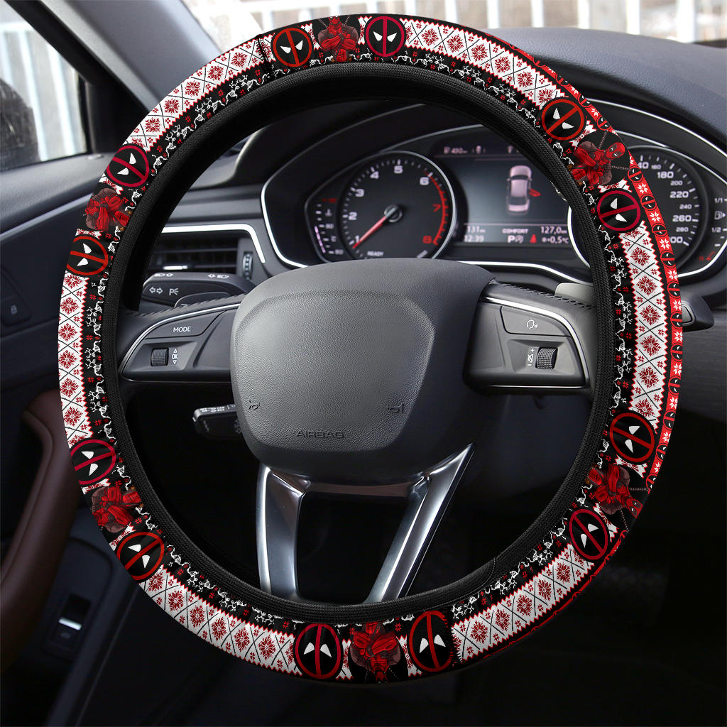 DP Steering Wheel Cover DP Graphic Symbol Christmas Pattern Driving Wheel Cover Red White