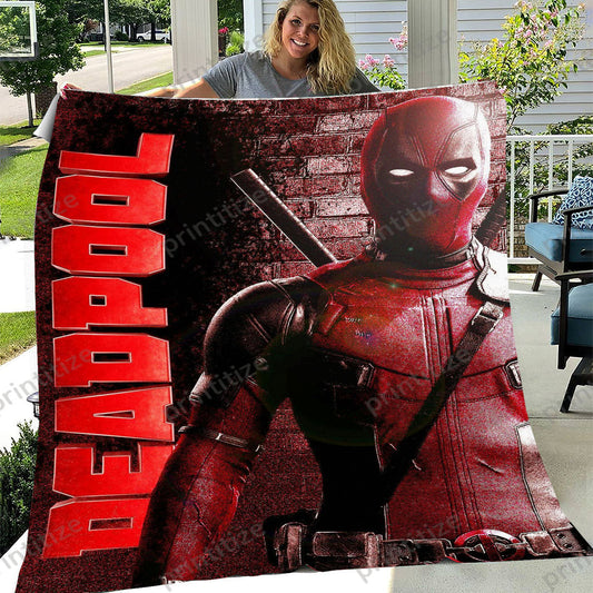 Deadpool Blanket Deapool Anti-Hero Pose Graphic Blanket Red