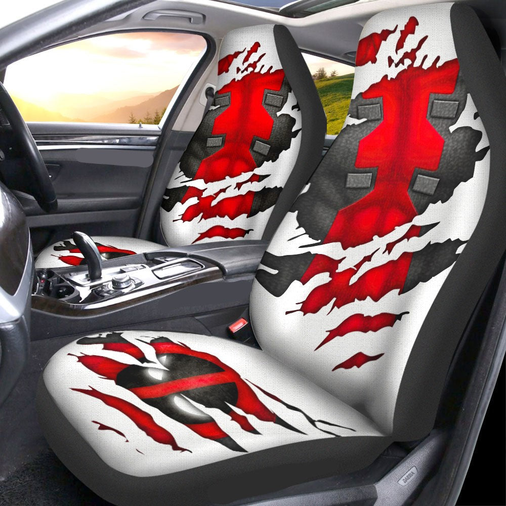 DP Car Seat Covers DP Suit Symbol Torn Fabric Seat Covers Red White