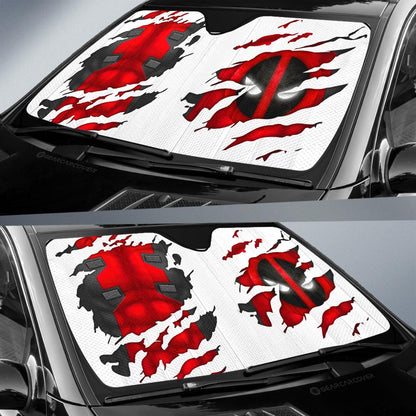 DP Car Sun Shade DP Symbol And Suit Torn Pattern Winshield Sun Shade Red White