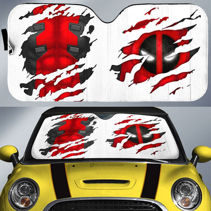 DP Car Sun Shade DP Symbol And Suit Torn Pattern Winshield Sun Shade Red White