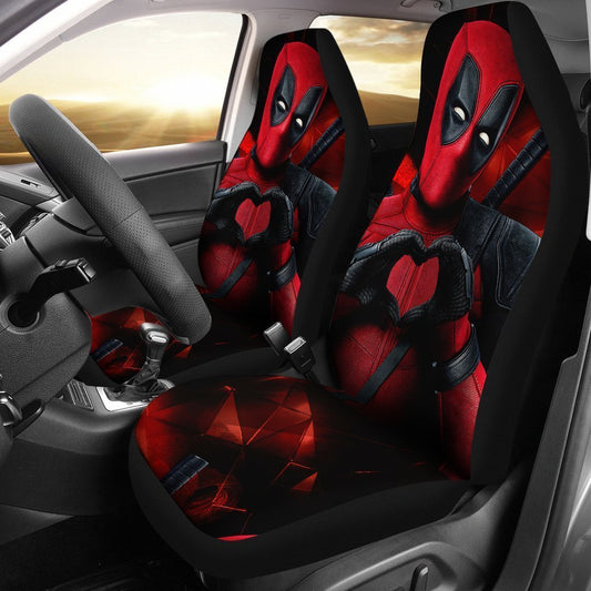 DP Car Seat Covers DP With Heart Hands Pose Seat Covers Red