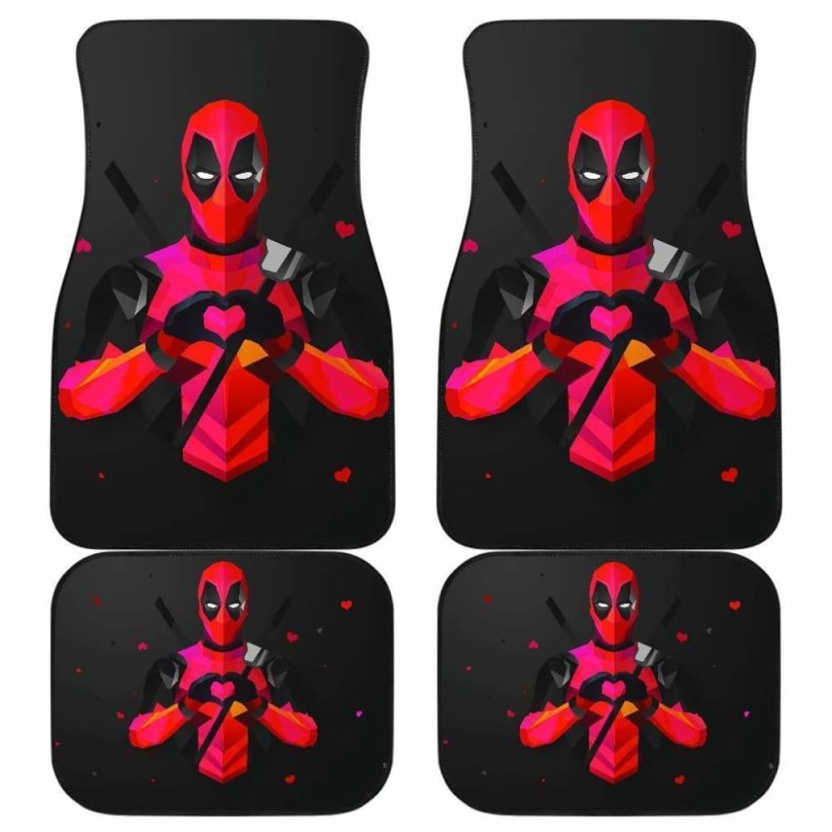 MV Car Floor Mats Deadpool Heart Hand Sign In Dark Theme Car Mats