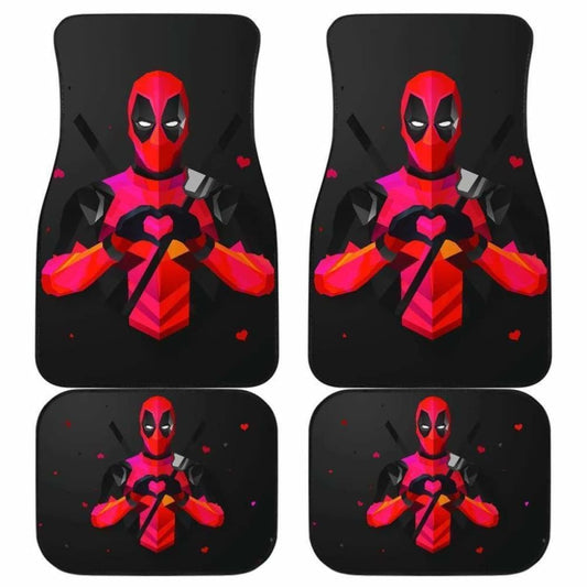 MV Car Floor Mats Deadpool Heart Hand Sign In Dark Theme Car Mats