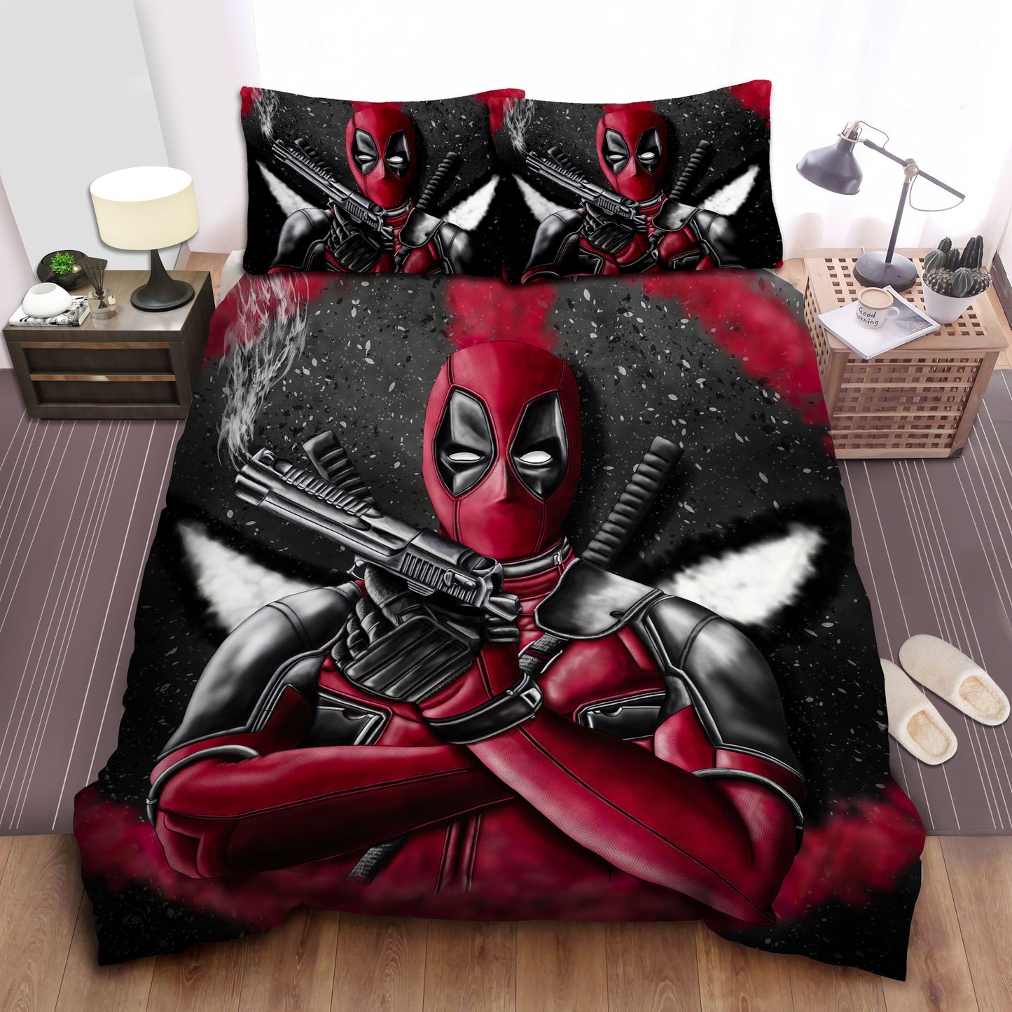 DP Bedding Set DP With Wings And Swords Graphic Duvet Covers Red Black Unique Gift