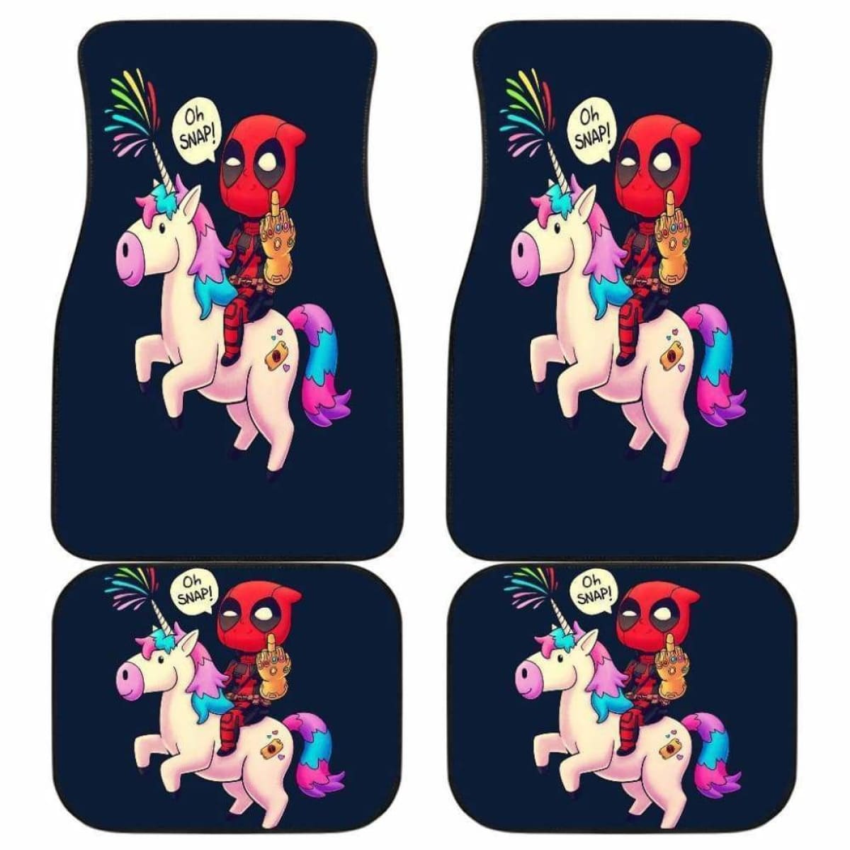 MV Car Floor Mats Cartoon Deadpool Unicorn Chibi Funny Car Mats