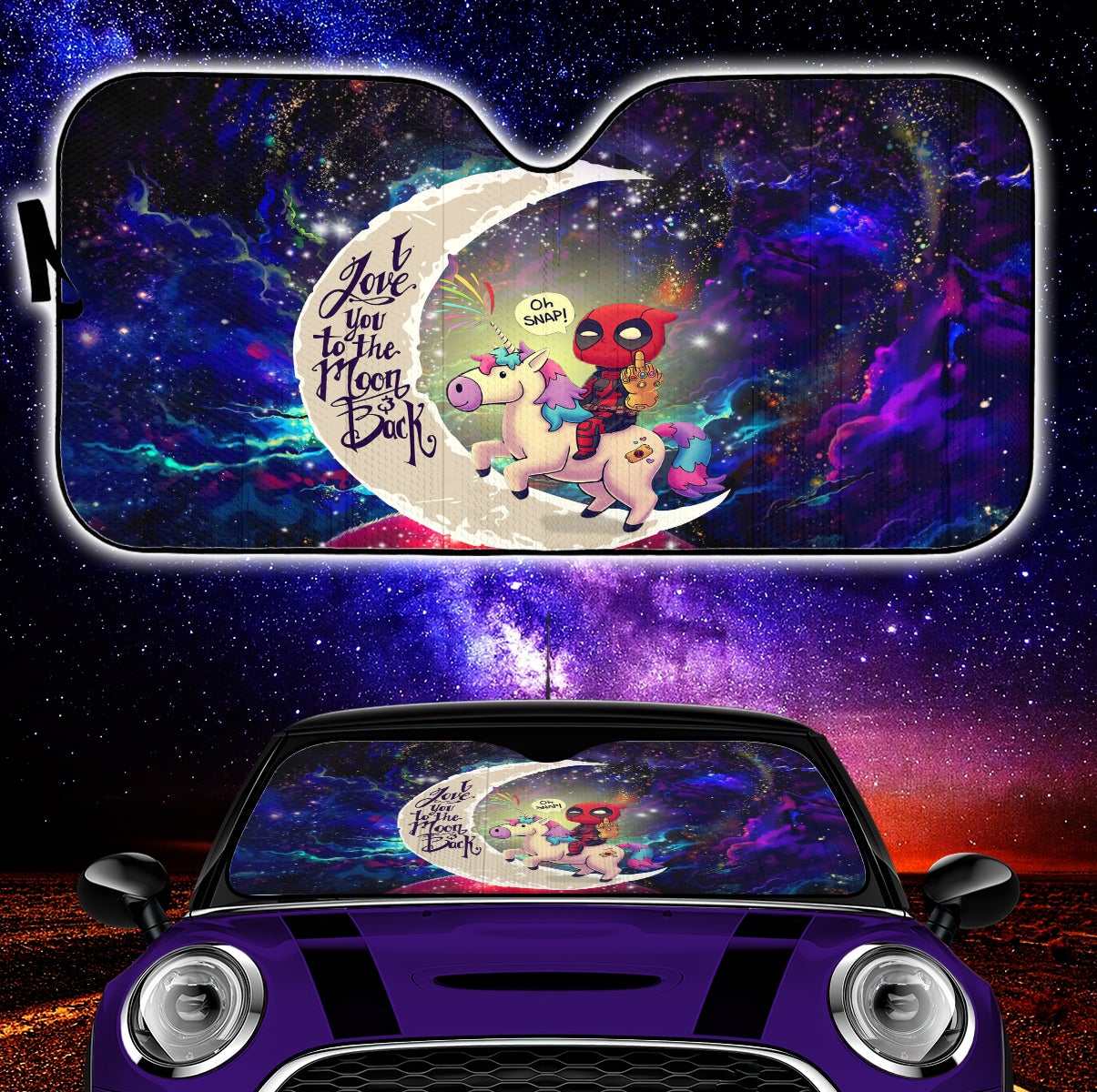 DP Car Sun Shade DP Unicorn Love You To The Moon Winshield Sun Shade Colorful