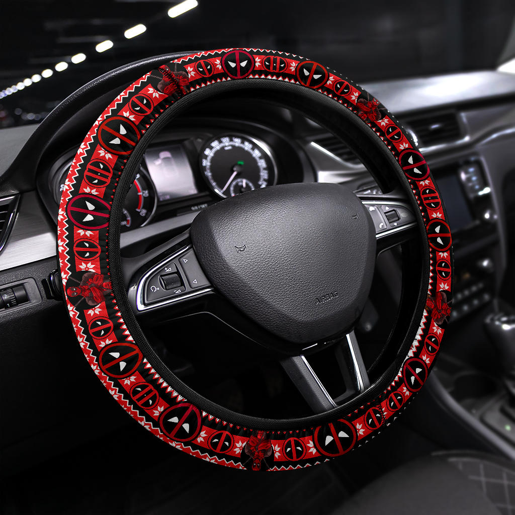 DP Steering Wheel Cover DP Symbol Christmas Pattern Driving Wheel Cover Red