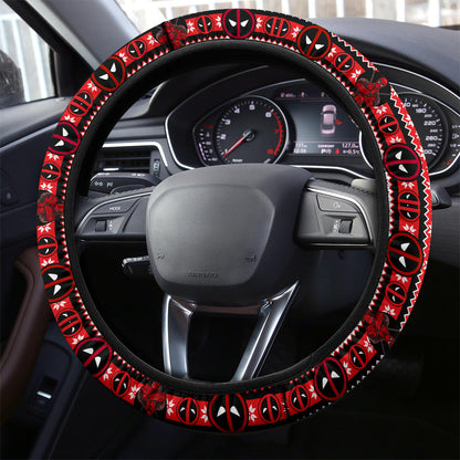 DP Steering Wheel Cover DP Symbol Christmas Pattern Driving Wheel Cover Red