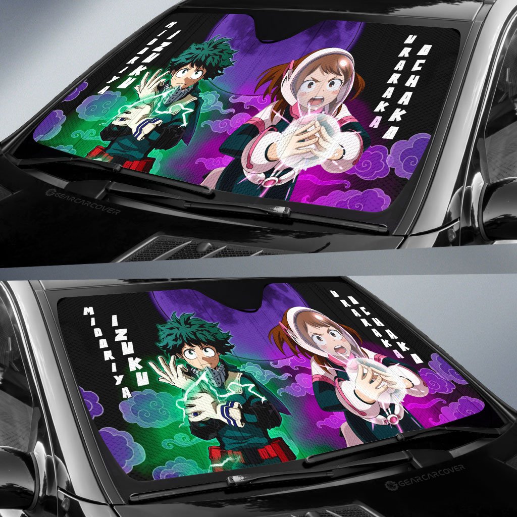 Deku And Uraraka Car Sunshade Custom Car Accessories