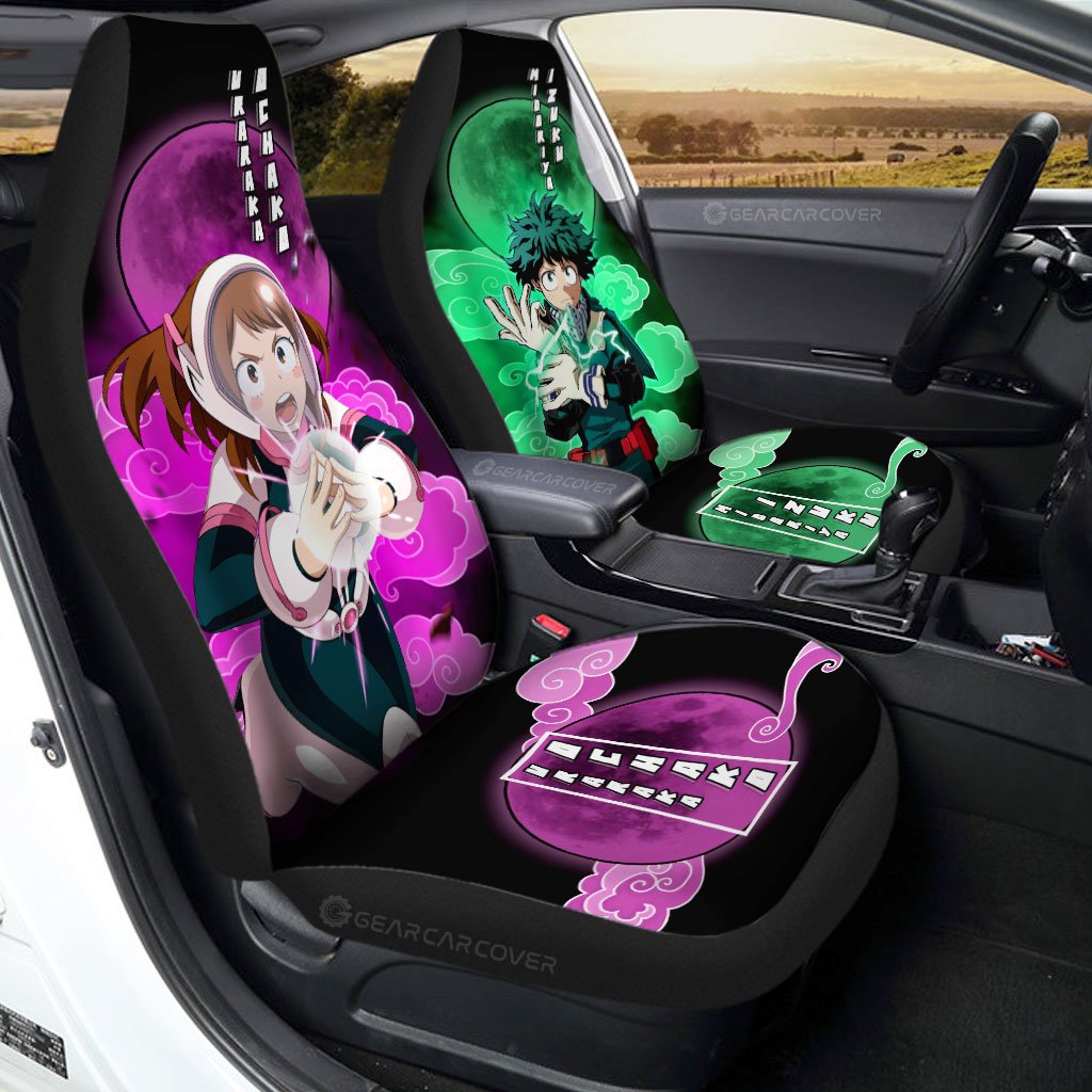 My Hero Academia Car Seat Covers Deku And Uraraka Fighting Seat Covers Pink Green