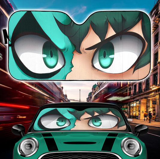 My Hero Academia Car Sun Shade Izuku Midoriya Face Graphic Winshield Sun Shade Green