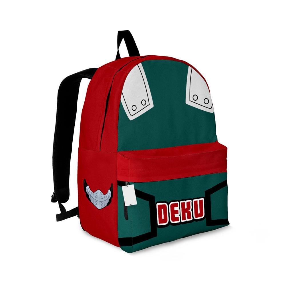 My Hero Academia Backpack Deku Hero Character Details Pattern Backpacks Red Green