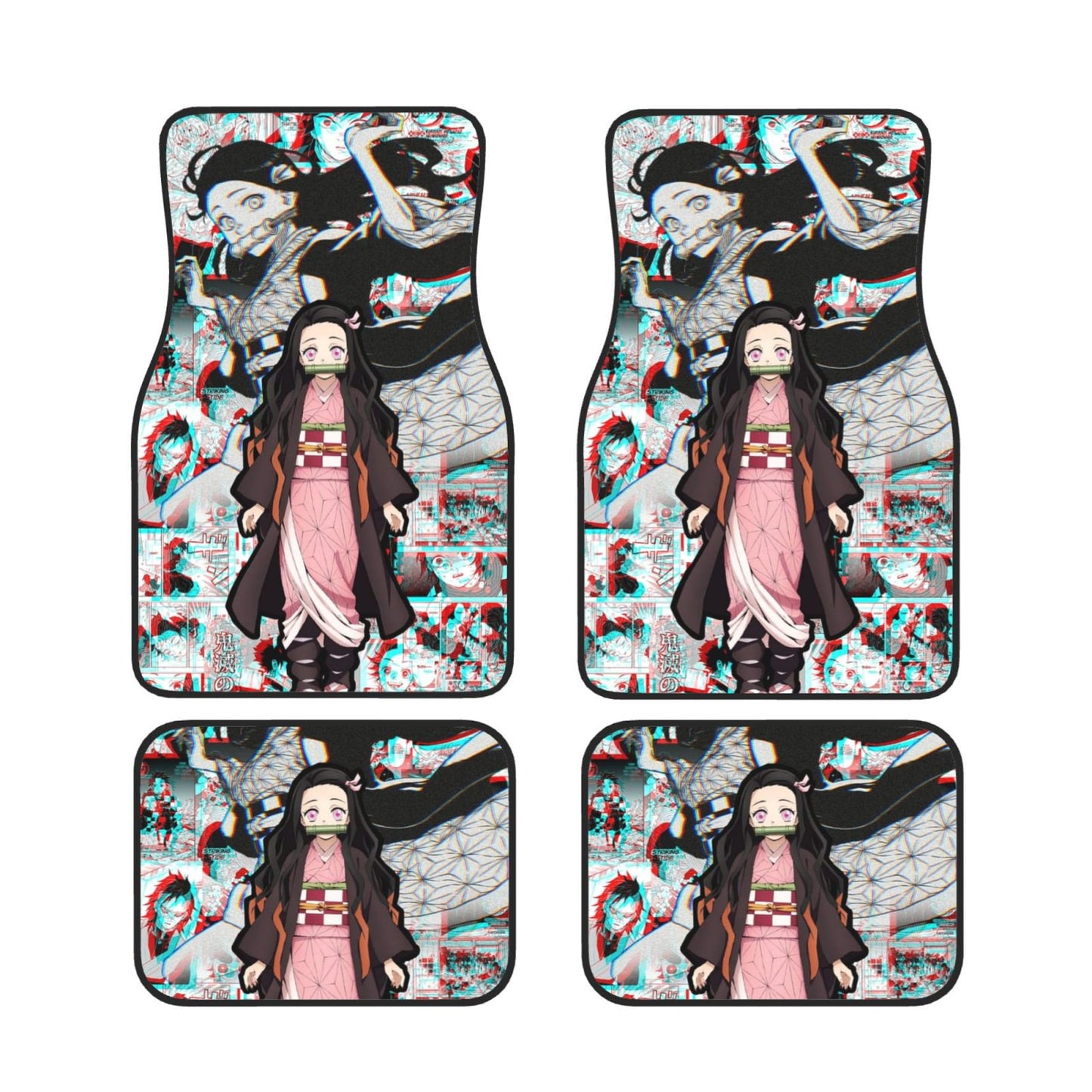 Demon Slayer Car Mats Nezuko Kamado Graphic Manga Pattern Demon Slayer Car Floor Mats