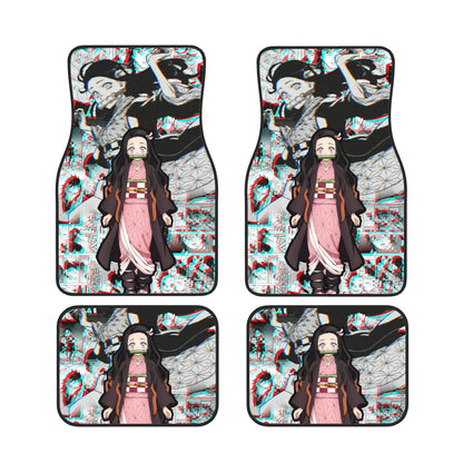 Demon Slayer Car Mats Nezuko Kamado Graphic Manga Pattern Demon Slayer Car Floor Mats