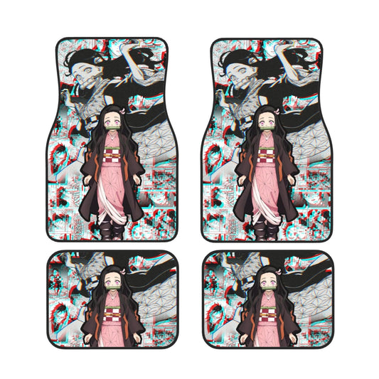 Demon Slayer Car Mats Nezuko Kamado Graphic Manga Pattern Demon Slayer Car Floor Mats