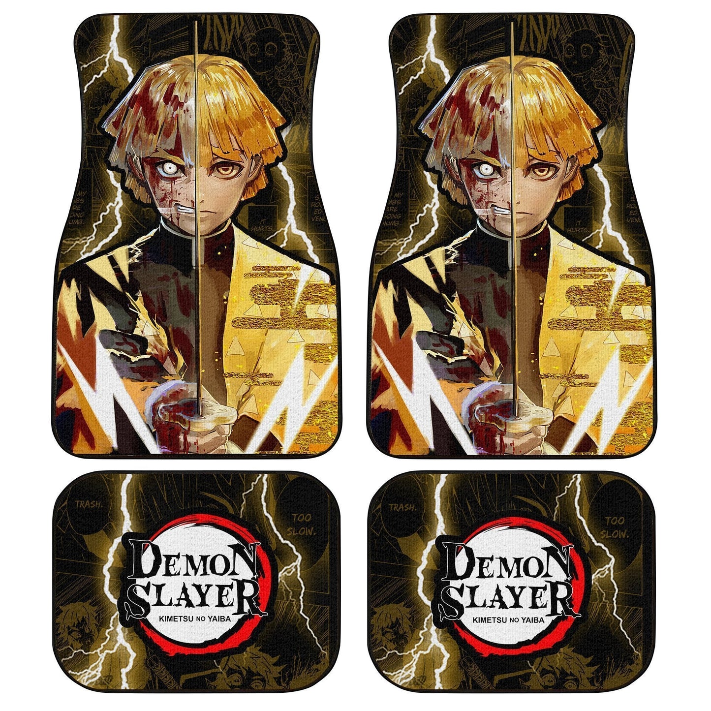 Demon Slayer Car Mats Demon Slayer Zenitsu Car Floor Mats Face Demon Slayer Car Floor Mats