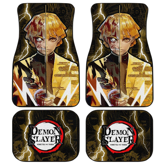 Demon Slayer Car Mats Demon Slayer Zenitsu Car Floor Mats Face Demon Slayer Car Floor Mats