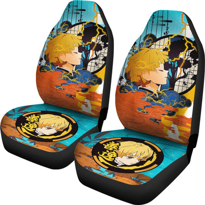 Demon Slayer Car Seat Covers Demon Slayer Agatsuma Zenitsu Graphic Seat Covers Yellow Blue