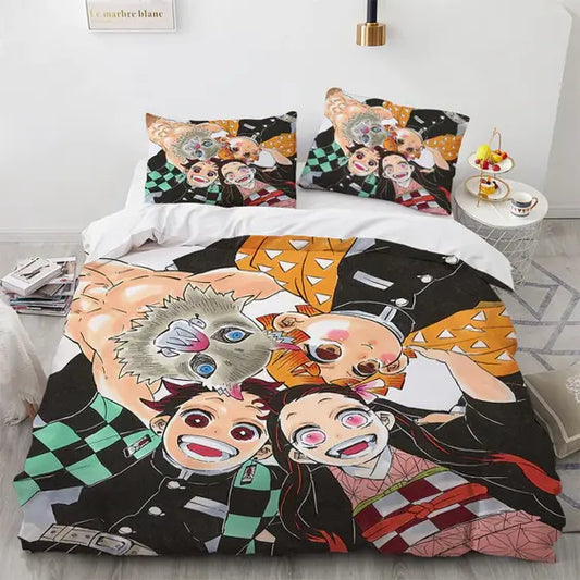 Demon Slayer Bedding Set Demon Slayer Characters Caricature Art Duvet Covers Colorful Unique Gift