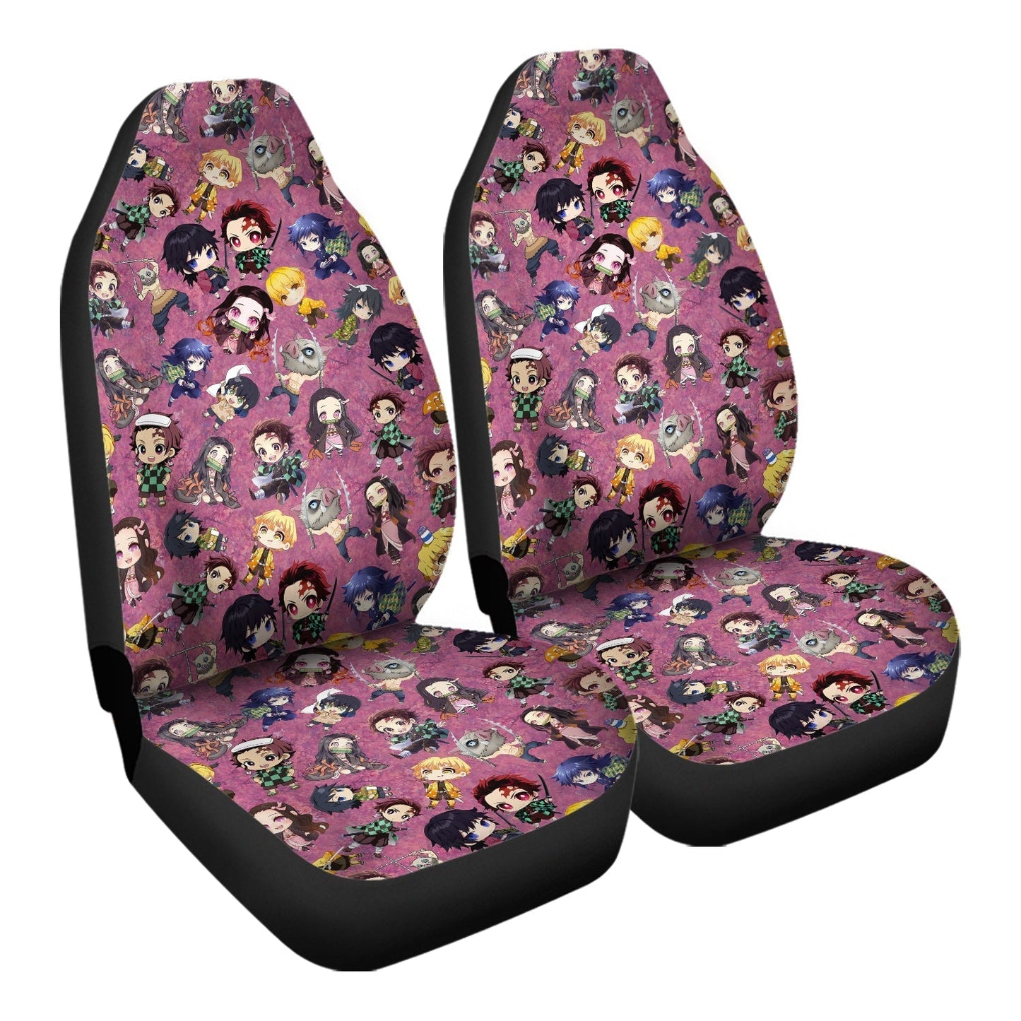 Demon Slayer Car Seat Covers Demon Slayer Chibi Characters Pattern Seat Covers Pink