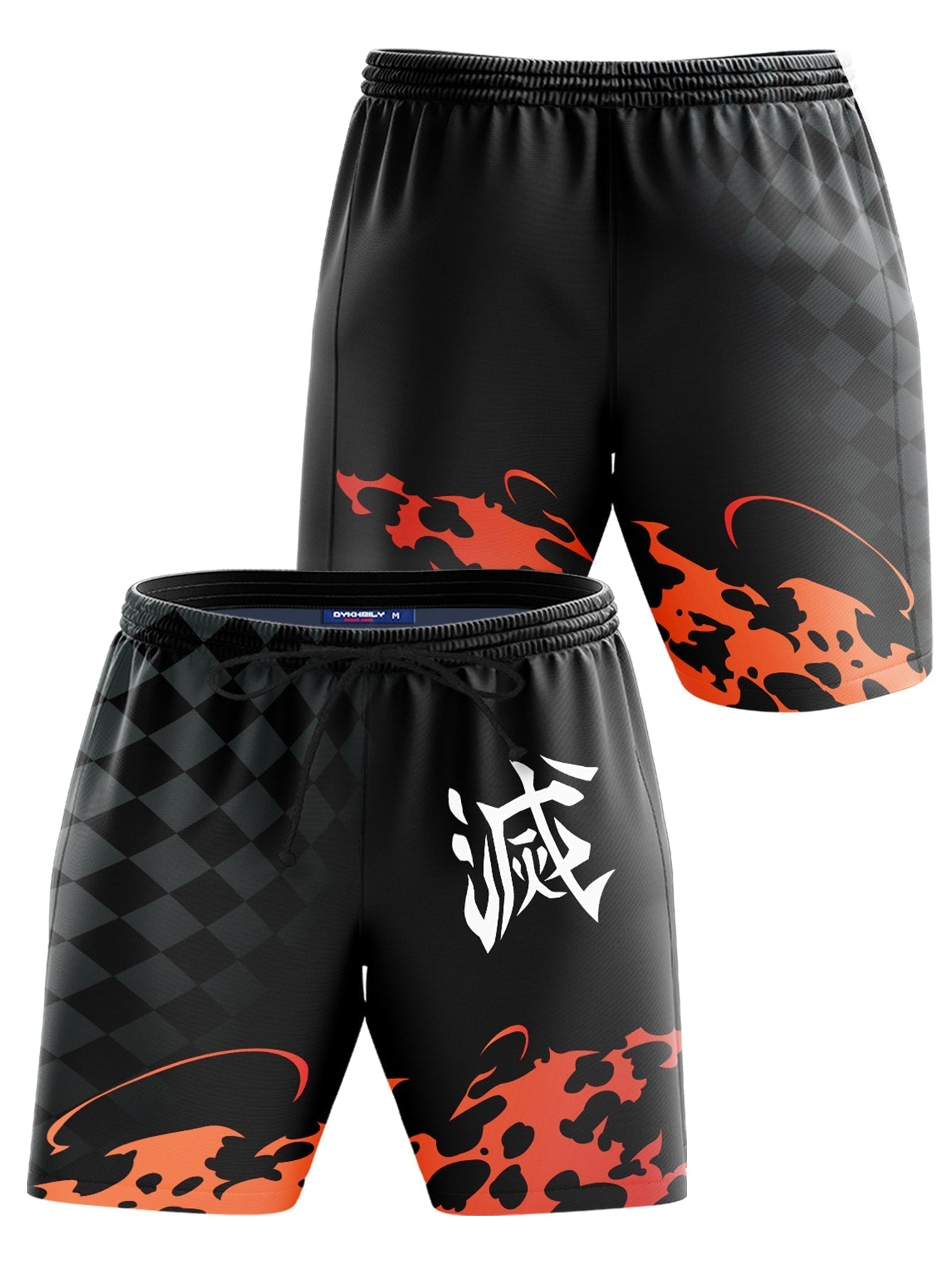 Demon Slayer Shorts Demon Slayer Corps Symbol Beach Shorts Black Orange